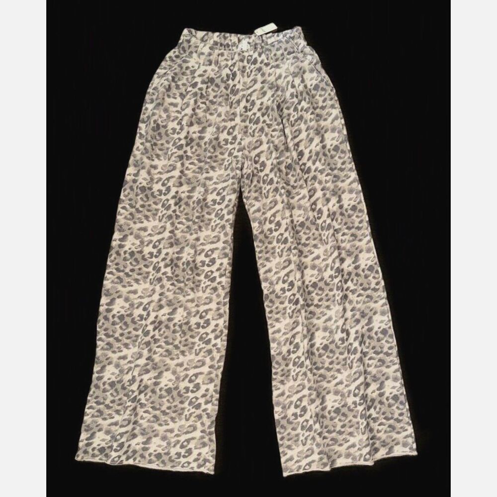 NEW Aerie Women's Street Trousers XS S M L Wide Leg knit pants leopard tan taupe - Picture 4 of 8